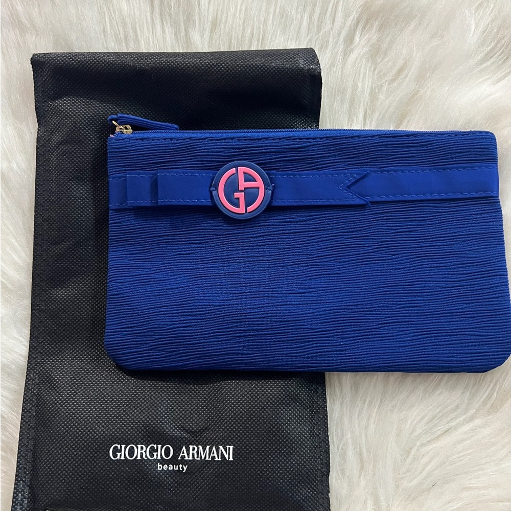 Giorgio Armani Royal Blue Pouch with Pink Emblem